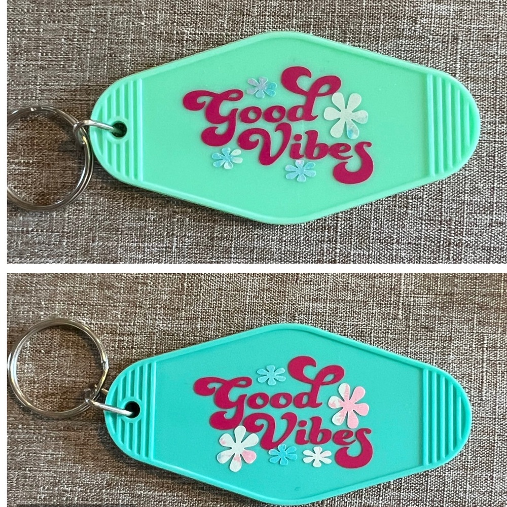 (Set of 2) Good Vibes -Handmade Motel Key Style Keychains